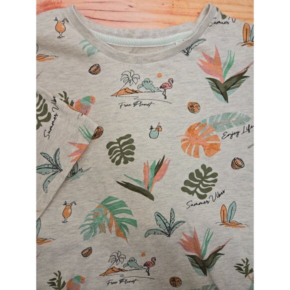 Lost In Paradise Free Planet Tropical Print T-Shirt Large - Picture 4 of 7